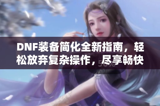DNF装备简化全新指南，轻松放弃复杂操作，尽享畅快游戏体验