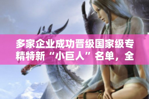 多家企业成功晋级国家级专精特新“小巨人”名单，全新亮相！