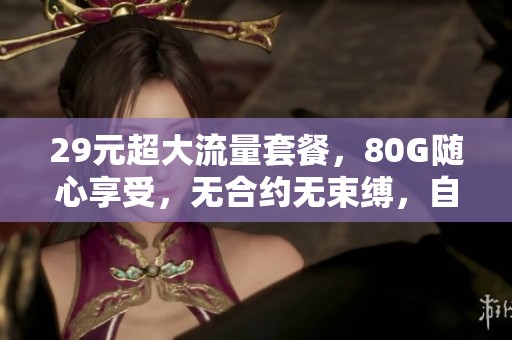 29元超大流量套餐，80G随心享受，无合约无束缚，自由选号更便利