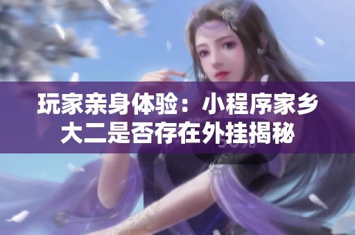 玩家亲身体验：小程序家乡大二是否存在外挂揭秘