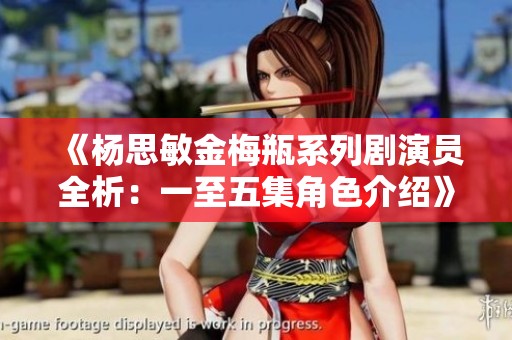 《杨思敏金梅瓶系列剧演员全析：一至五集角色介绍》