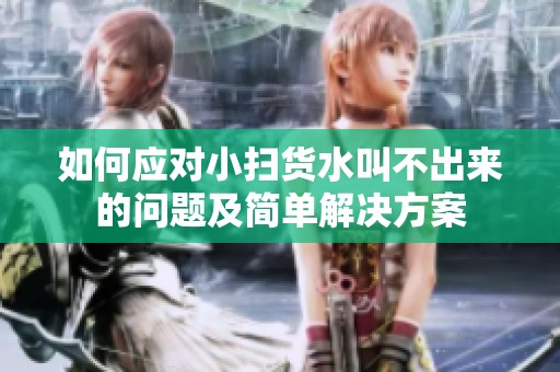 如何应对小扫货水叫不出来的问题及简单解决方案