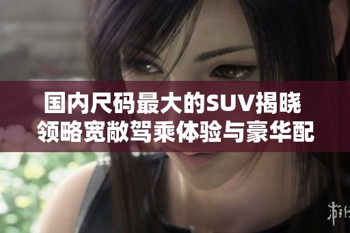国内尺码最大的SUV揭晓 领略宽敞驾乘体验与豪华配置