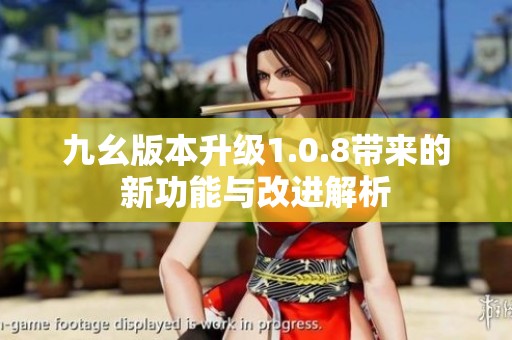 九幺版本升级1.0.8带来的新功能与改进解析