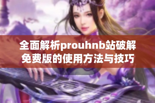 全面解析prouhnb站破解免费版的使用方法与技巧