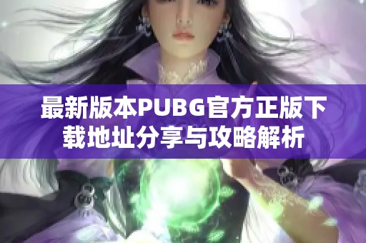 最新版本PUBG官方正版下载地址分享与攻略解析