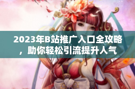 2023年B站推广入口全攻略，助你轻松引流提升人气