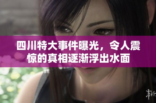 四川特大事件曝光，令人震惊的真相逐渐浮出水面