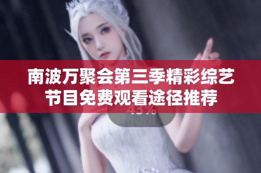 南波万聚会第三季精彩综艺节目免费观看途径推荐