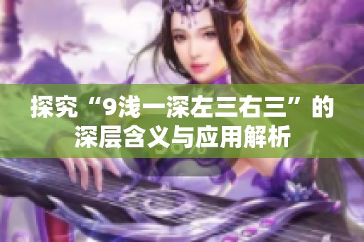 探究“9浅一深左三右三”的深层含义与应用解析