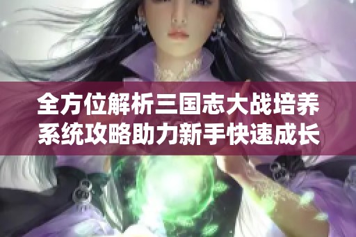 全方位解析三国志大战培养系统攻略助力新手快速成长